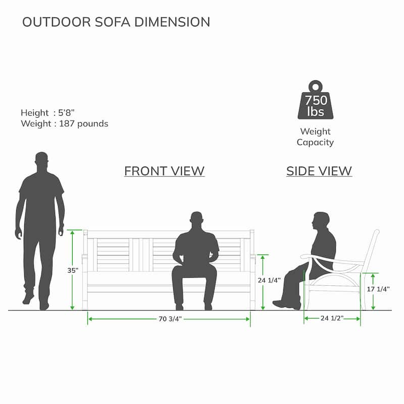 Cambridge Casual Lowell Outdoor Teak 3-Seater Sofa with Cushion