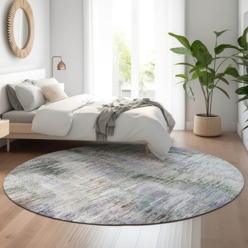 Premium Washable Super Soft Abstract Gradients Mayfield Rug - Green - 8' x 8' - Round