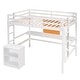 preview thumbnail 3 of 64, Loft Bed with Desk and Writing Board, Wooden Loft Bed with Nightstand