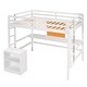 preview thumbnail 6 of 9, Twin Size Loft Bed with Desk and Writing Board, Pine Wooden Bed with Desk, Kid's Bed with 2 Drawers Cabinet, White