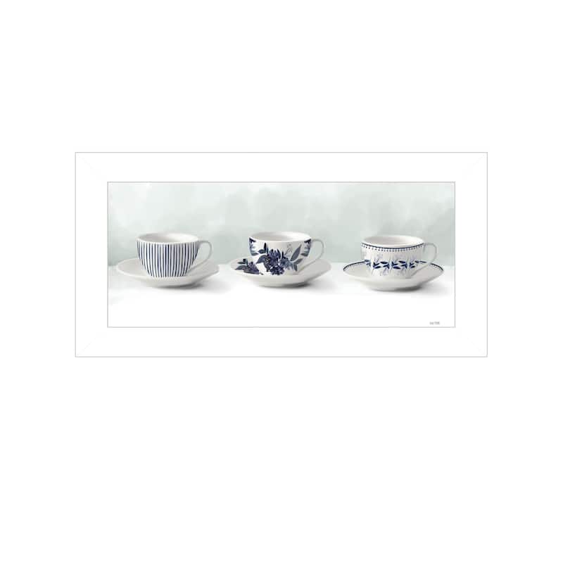 Framed Wall Art - Cups & Saucers, White Frame