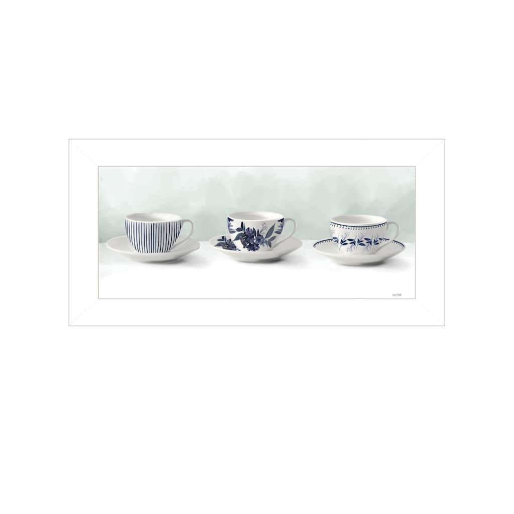 Framed Wall Art - Cups & Saucers, White Frame