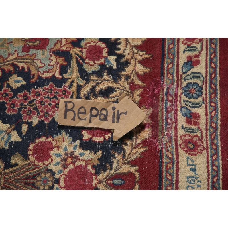 Hand Knotted Oriental 100% Wool Carpet Traditional Floral Pink Kerman Area Rug - 9' 8'' X 6' 8''