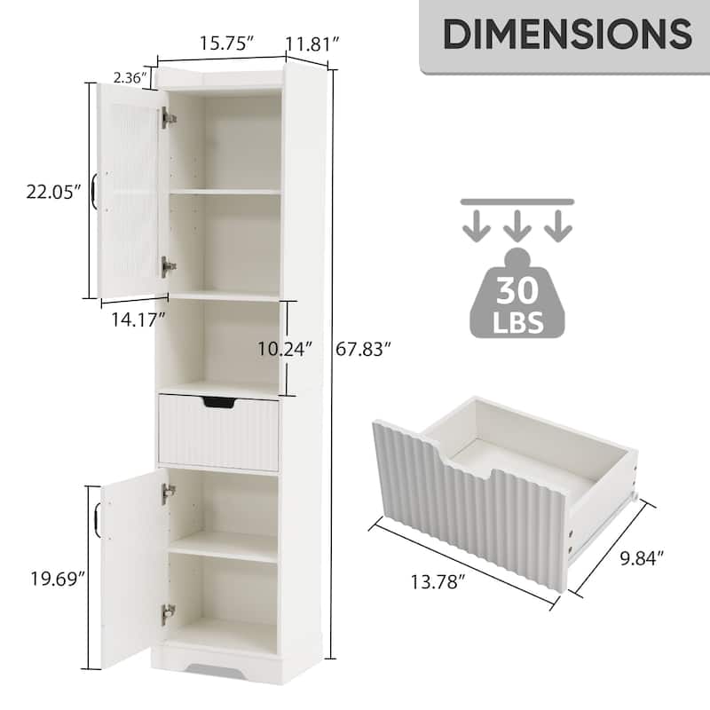 Free Standing High Bathroom Cabinet With Multiple Storage Cabinets