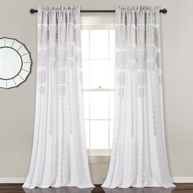 Lush Decor Stripe Medallion Room Darkening Curtain Panel Pair - 52" W X 84" L - Neutral