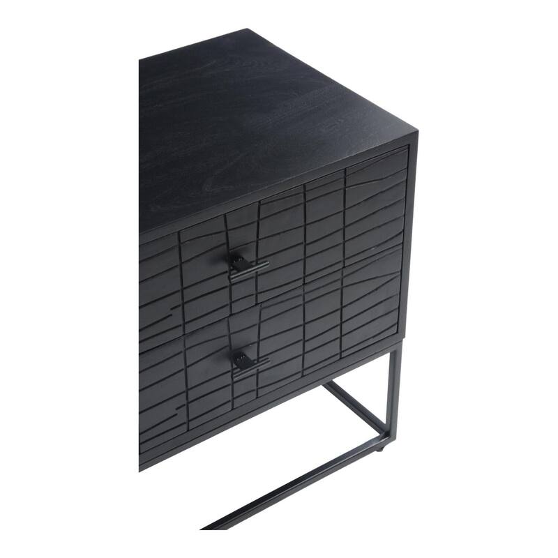 Modern Nightstand Black - Bedside Table with Drawers - Slim Minimalist Accent Furniture