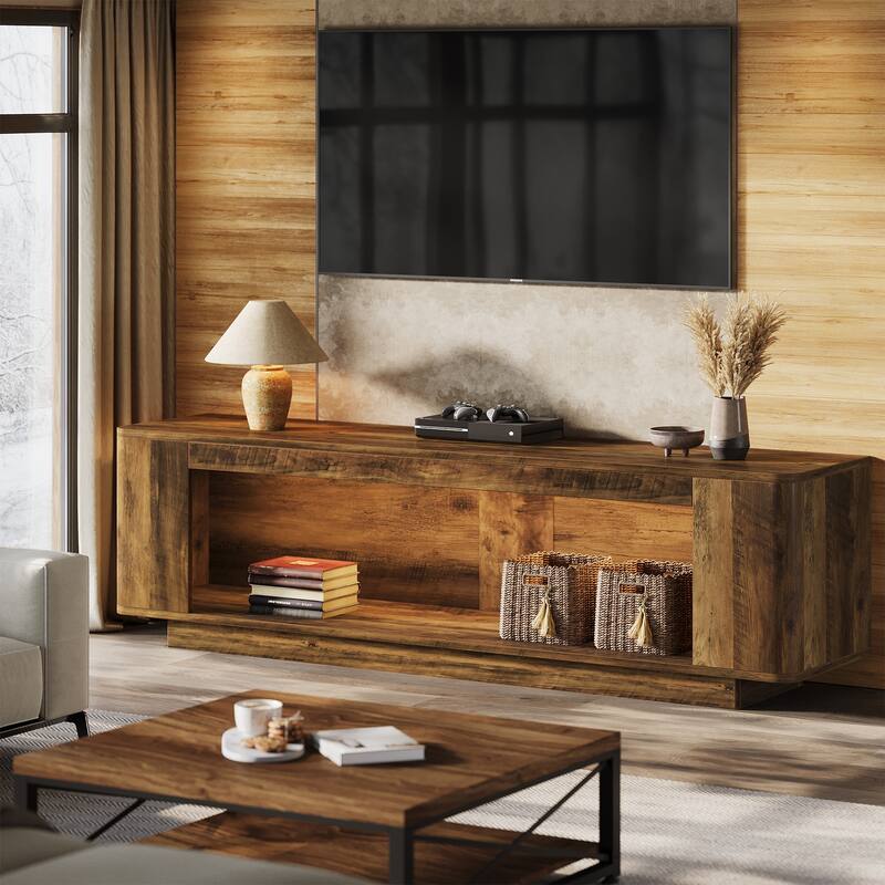 TV Stand Entertainment Center with LED Light Strip for Living Room