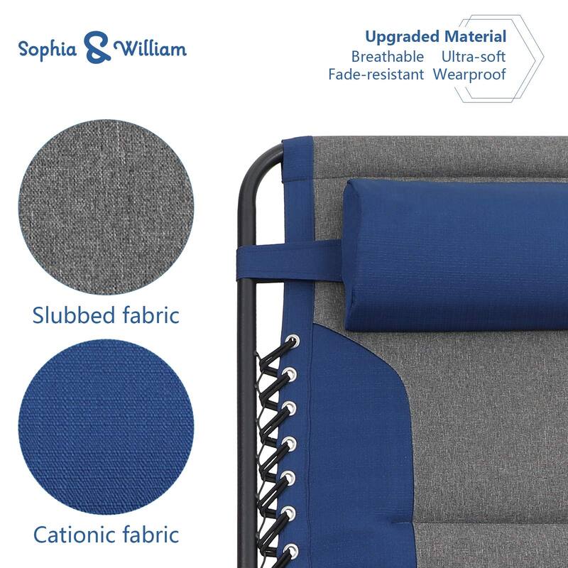 Padded Zero Gravity Chair 2 Pack Oversize Lounge Chair with Free Cup Holder