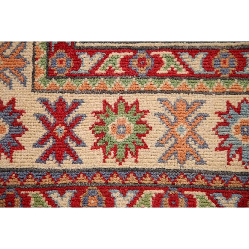 Light Blue Kazak Accent Rug Handmade Wool Carpet - 3'4"x 4'9"