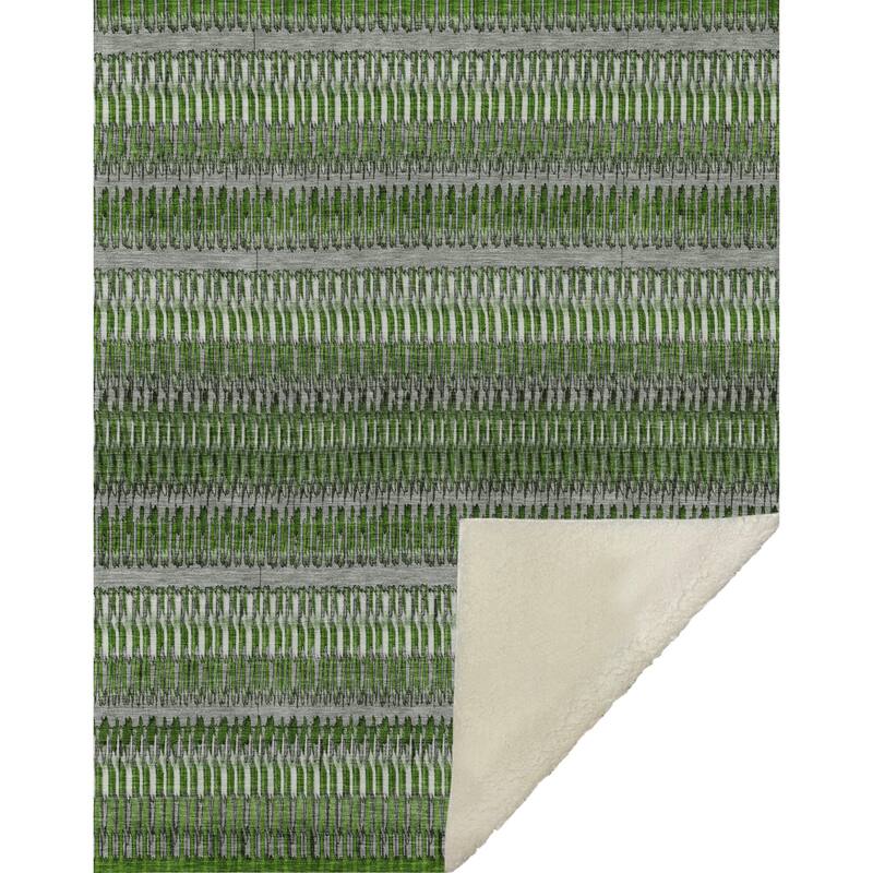 Premium Machine Washable Geo Stripes Sherpa Throw Blanket
