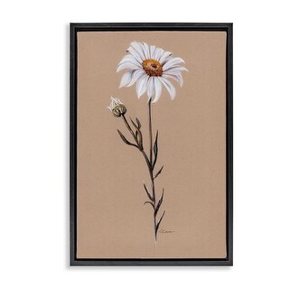 Stupell Daisy Sprout on Tan Framed Floater Canvas Wall Art Design By ...