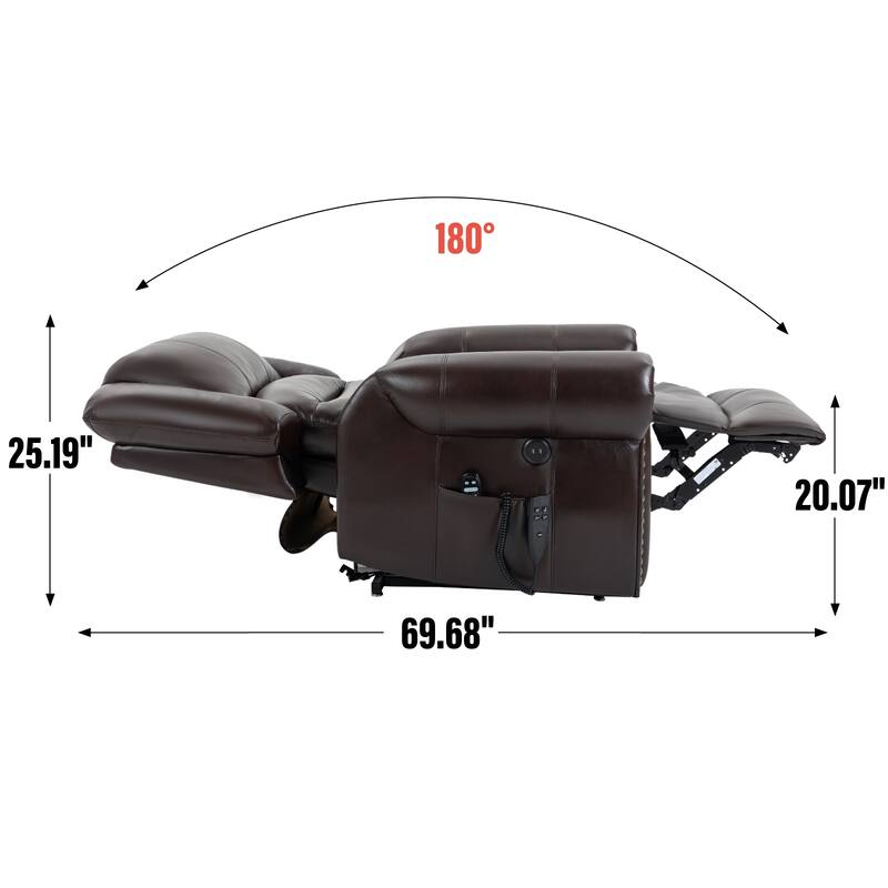 Power Lift Recliner Chair Heat Massage Dual Motor Infinite Position Up to 350 LBS, Heavy Duty Motion Mechanism with USB Ports