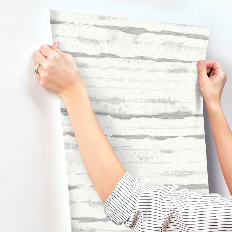 A-Street Prints Destin Grey Stripe Wallpaper