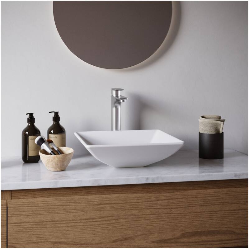 Karran USA QM178 Quattro Matte 16" Square Acrylic Vessel Bathroom Sink