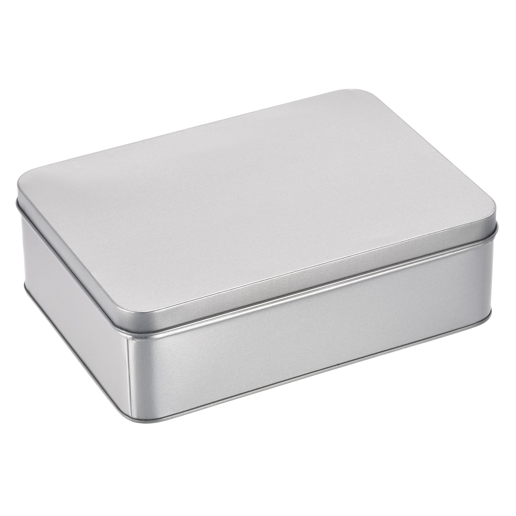 Metal Tin Box, 8.66" x 6.3" x 2.72" Tinplate Containers with Lids - Silver Tone