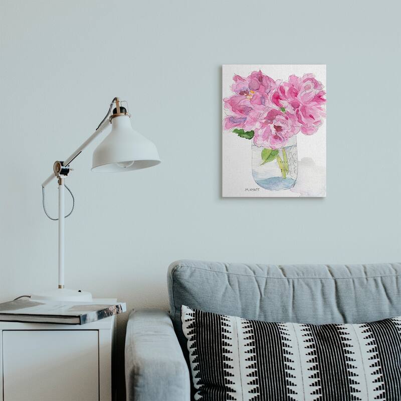 Stupell Pink Peonies in Classic Canning Jar Canvas Wall Art