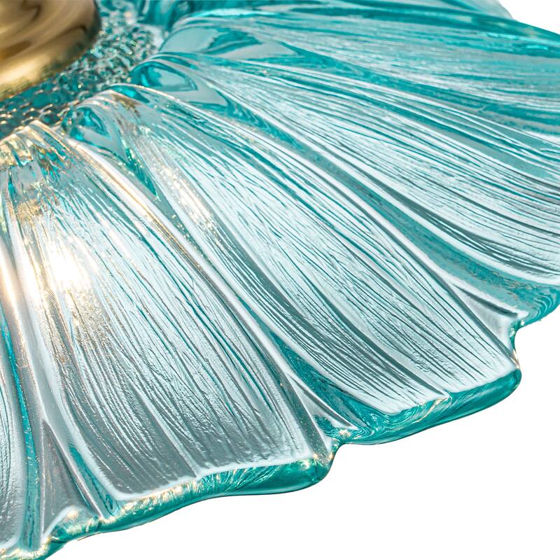 11" Flower-Shaped Red & White Gradient Glass Pendant Light Modern - Dia.11.02-in