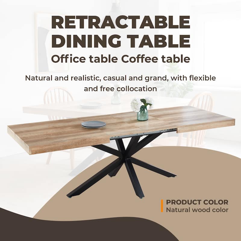 GDFStudio - Mapleton Modern Contemporary Space Saving 47.24" Metal Frame Extendable Dining Table with Telescoping Top - 47.24"L