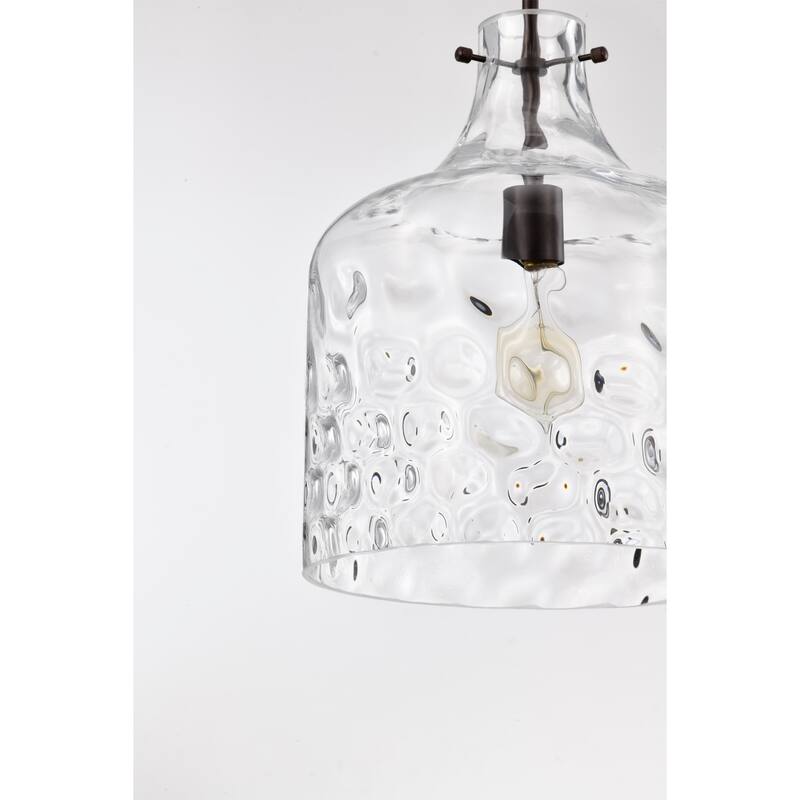 Daelan Oil Rubbed Bronze Clear Dimpled Glass Single Light Pendant Light - 12in