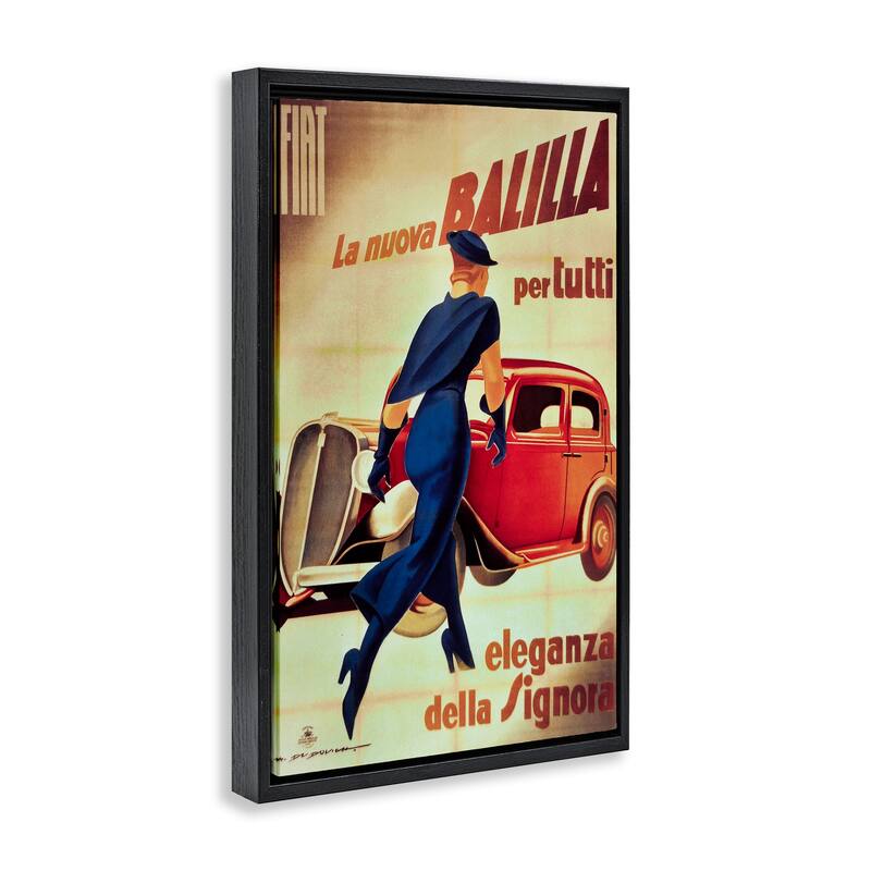 Stupell Antique Vehicle & Woman Advertisement Framed Floater Canvas Wall Art Design By Marcus Jules