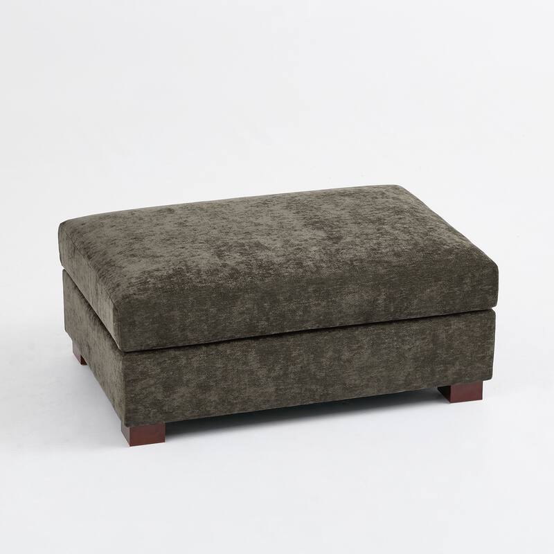 2 Set Modern 41" W Rectangle Chenille Ottoman