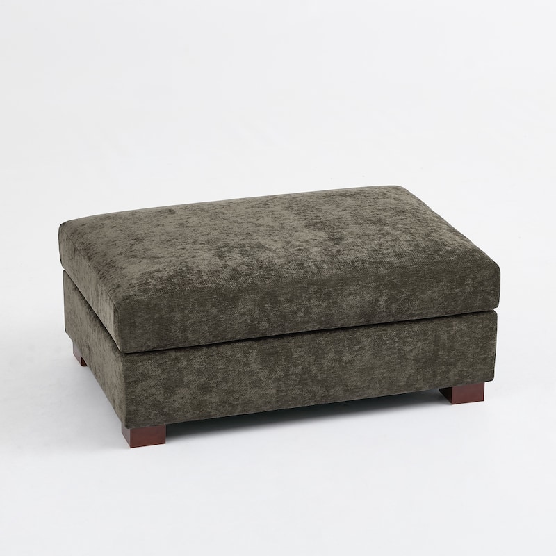 41" W Modern Rectangle Chenille Ottoman
