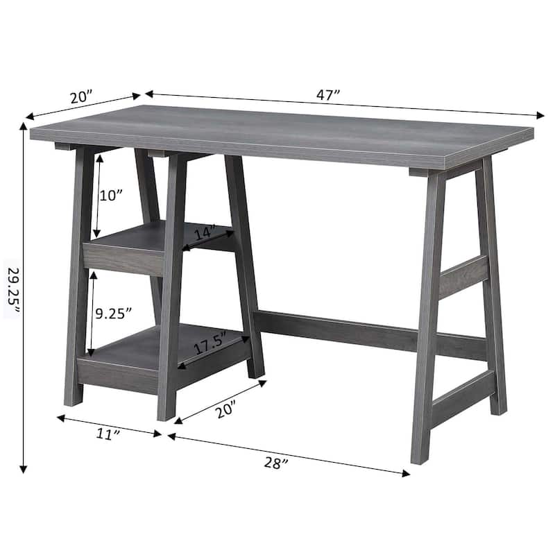 Convenience Concepts Designs2Go Trestle Desk with Shelves