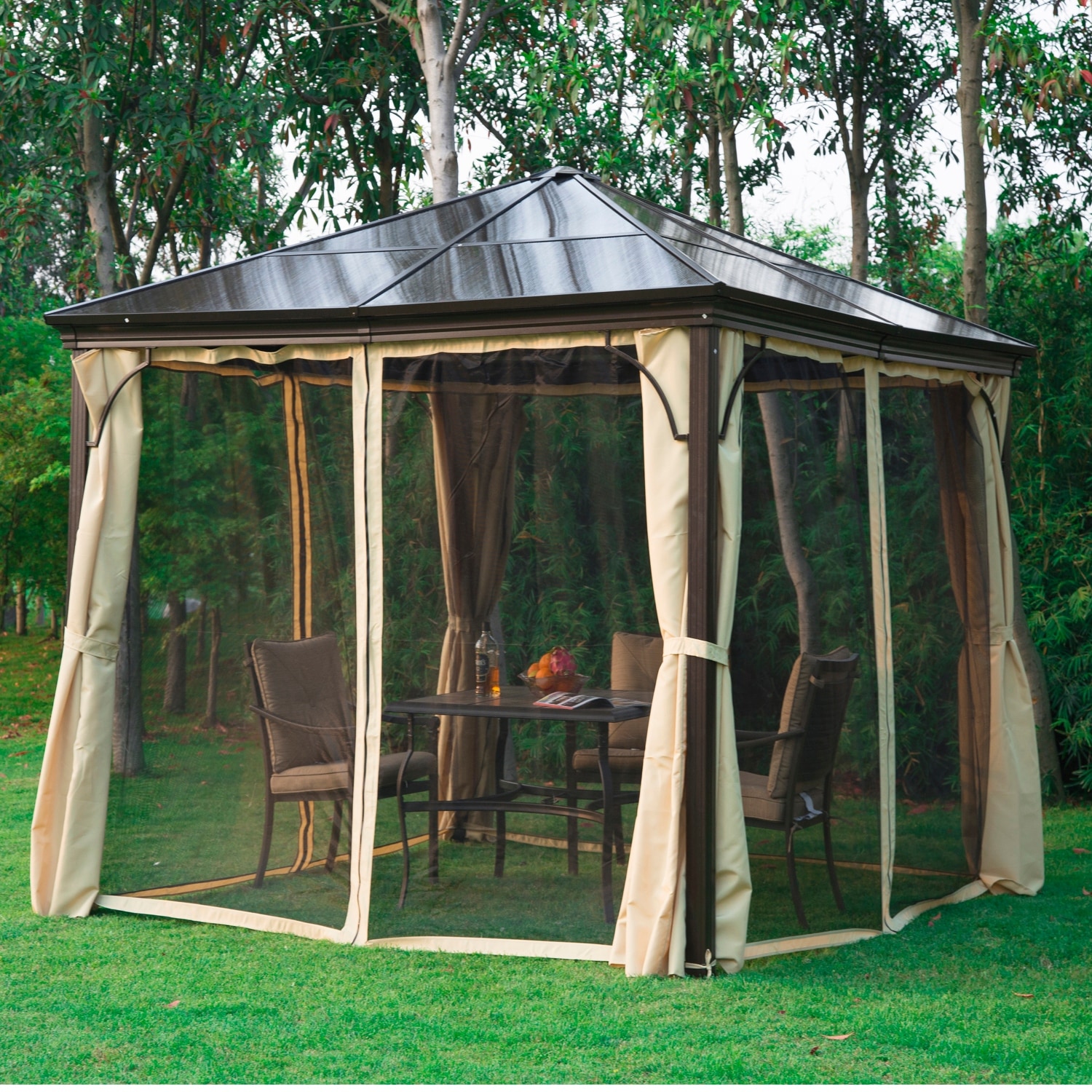 Shop Outsunny 10 X10 Gazebo Canopy Patio Hard Roof Shelter