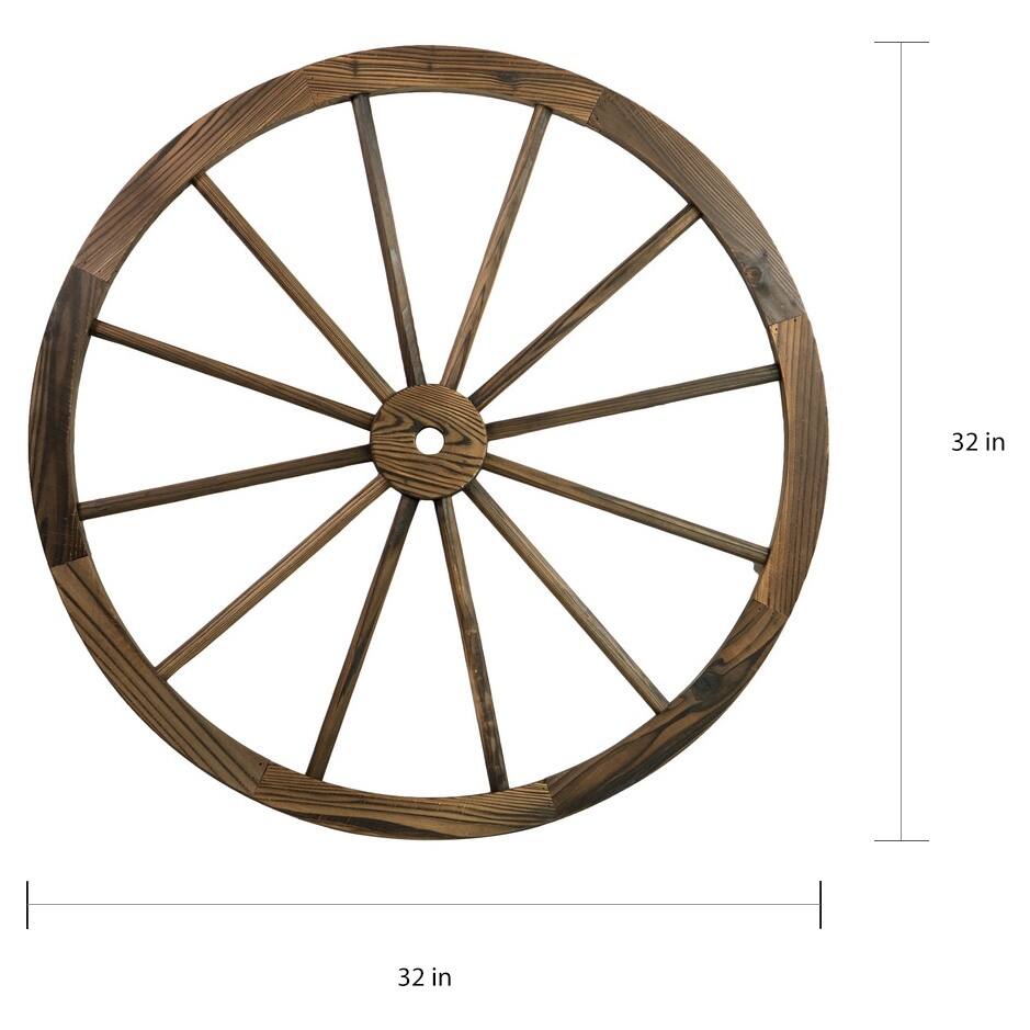 The Gray Barn Zephyr Grange Wooden Wagon Wheel with Rustic Finish (Set
