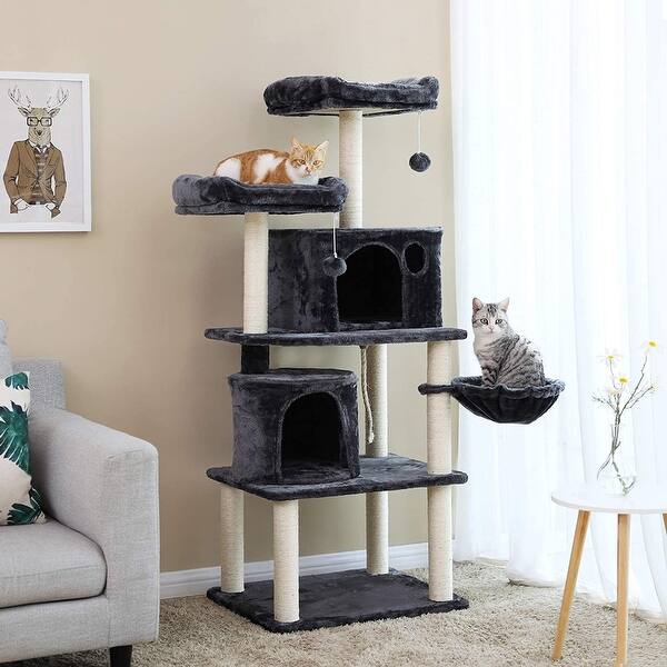 Newage 63 Blue Gray Cat Tower With Sisal Covered Scratching Posts Cat Play Furniture Multi Level Cat Tree Overstock 32290953