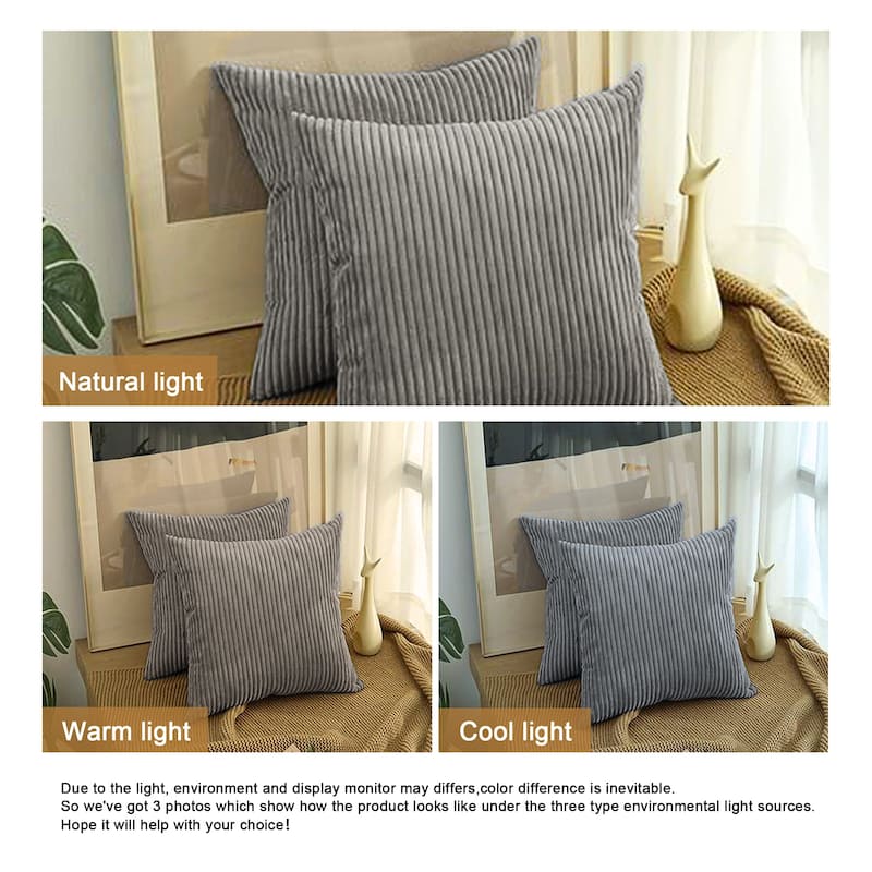Set of 2 Modern Decorative Soft Corduroy Throw Pillows