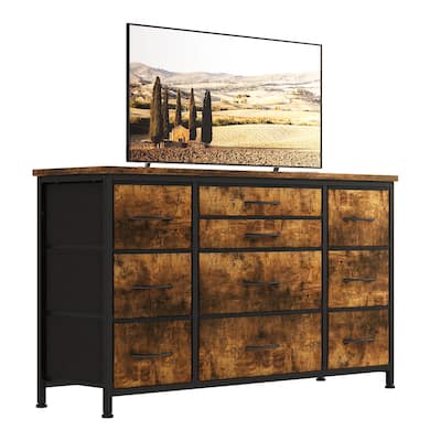 55 Inch Dresser TV Stand with Charging Station and Wood Tabletop