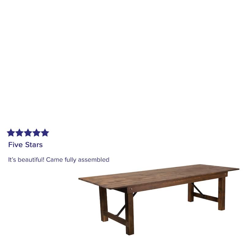 Rustic Farm Solid Pine Folding Dining Table - 108"D x 40"W x 30"H