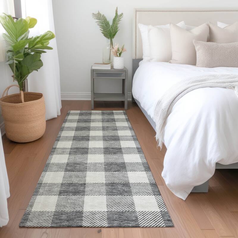 Premium Washable Super Soft Plaid Mayfield Rug - Gray - 2'3" x 7'6"