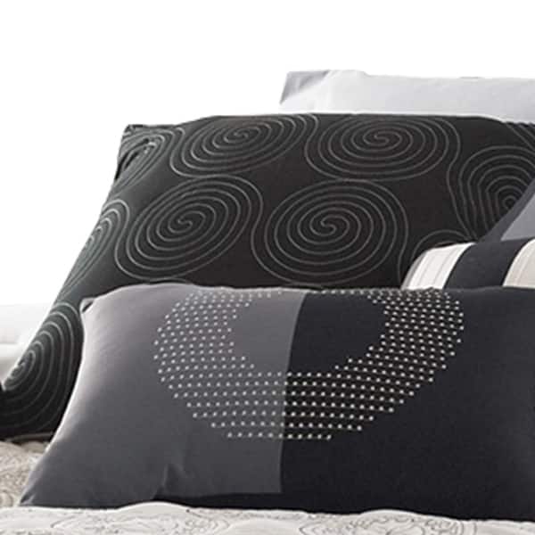 Shop 7 Piece Queen Cotton Comforter Set With Geometric Print Gray And Black On Sale Overstock 32006680