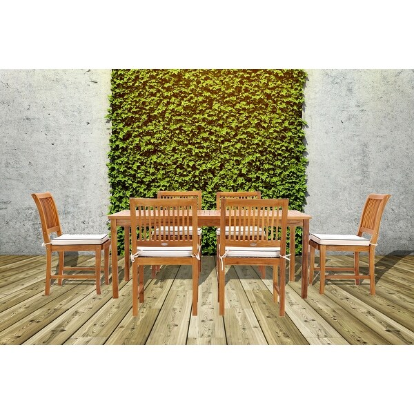 Shop Chic Teak Bermuda Rectangular Teak Wood Patio Bistro Dining Table 71 X 35 Inch Table Only Overstock 31300255