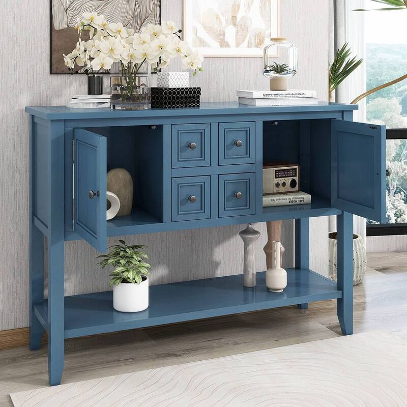 Elegant Storage Dresser with 4 Small Drawers and Bottom Shelf for Bedroom