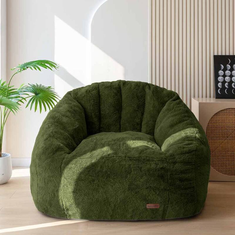 Giant Bean Bag Chair,Shell-Shaped Oversized Bean Bag Chair with Fille - Green - Large