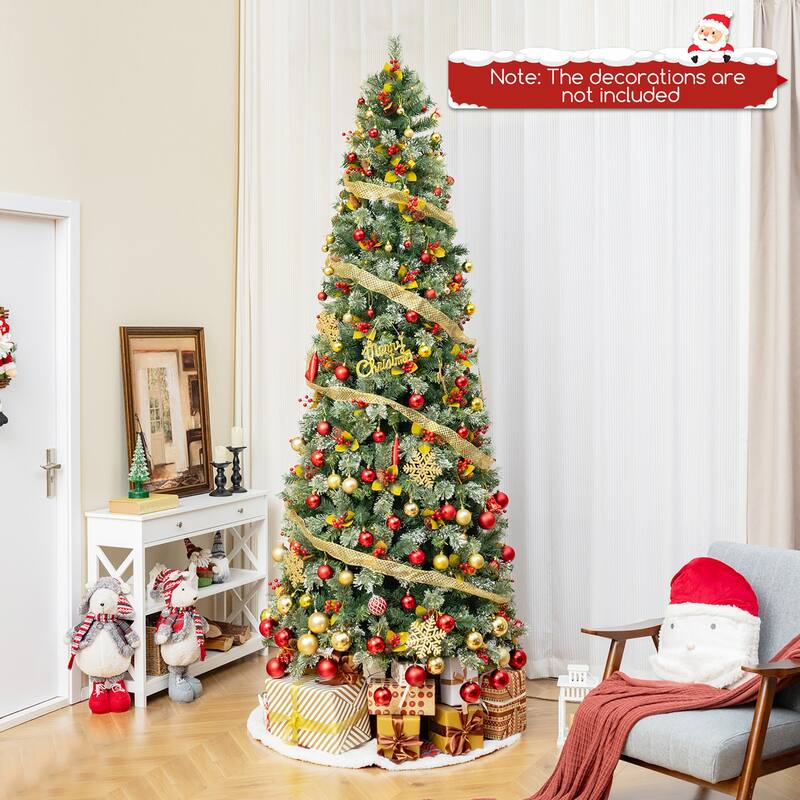 Gymax 5/7.5/9 FT Artificial Xmas Tree w/ 1416 Branch Tips 560 Warm