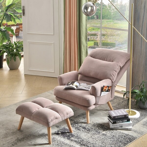 OVIOS Wood Recliner Chair with Ottoman On Sale Bed Bath Beyond 31500785