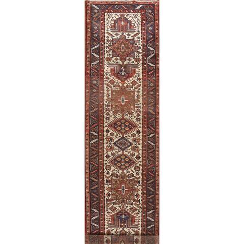 Traditional Heriz Persian Runner Rug Hand-knotted Wool Carpet - 3'3" x 14'4"