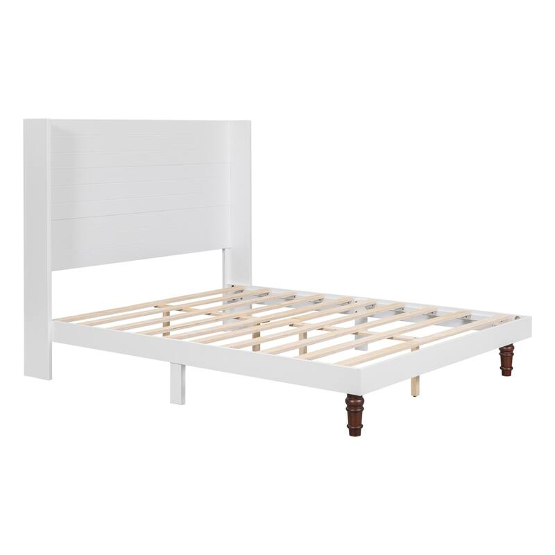 Wooden Tall Headboard Platform Bed
