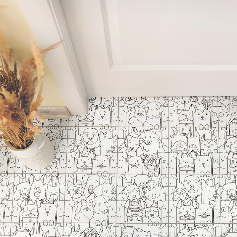 Merola Tile Oh My Dog Oh My Dog 9-3/4" x 9-3/4" Porcelain Floor and Wall Tile - Case (16 Tiles) - Case (16 Tiles)