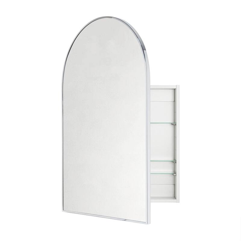 TEHOME Arched Bathroom Medicine Cabinet with Mirror Recessed and Surface Mount Medicine Cabinet Mirror