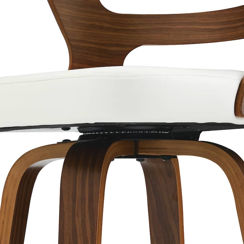 LUE BONA 26"H Modern Walnut Swivel Counter Height Stools, Bar Stools with Backs Set of 3 - 26" H