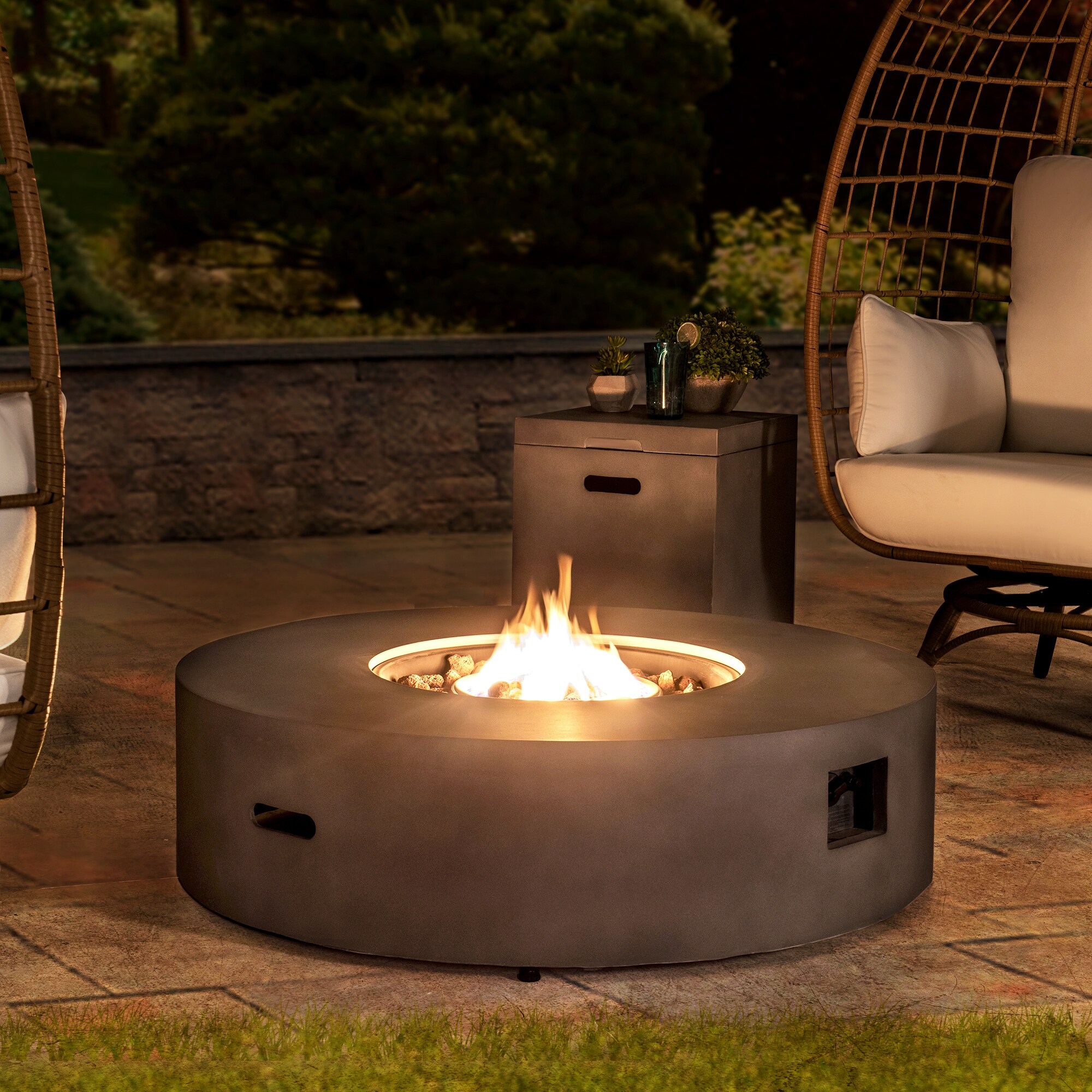 Shop Sunjoy Modern 42 In Round Concrete Propane Powered Firepit