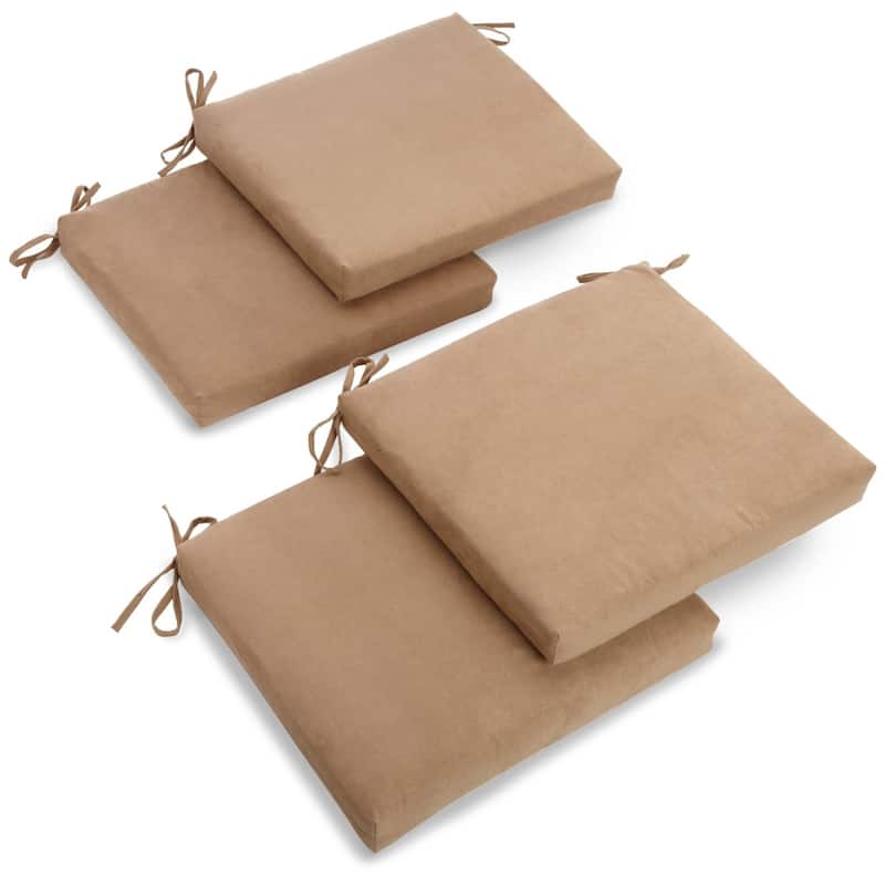 20-inch by 19-inch Microsuede Chair Cushion with Ties (Set of 1, 2, or 4) - Set of 4 - Java
