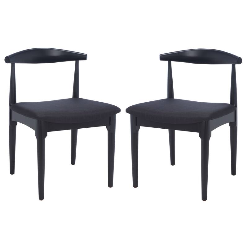 SAFAVIEH Anice Retro Dining Chair (Set of 2) - 22" W x 21" D x 30" H - 22"Wx21"Dx30"H - Black Body/Black Cushion