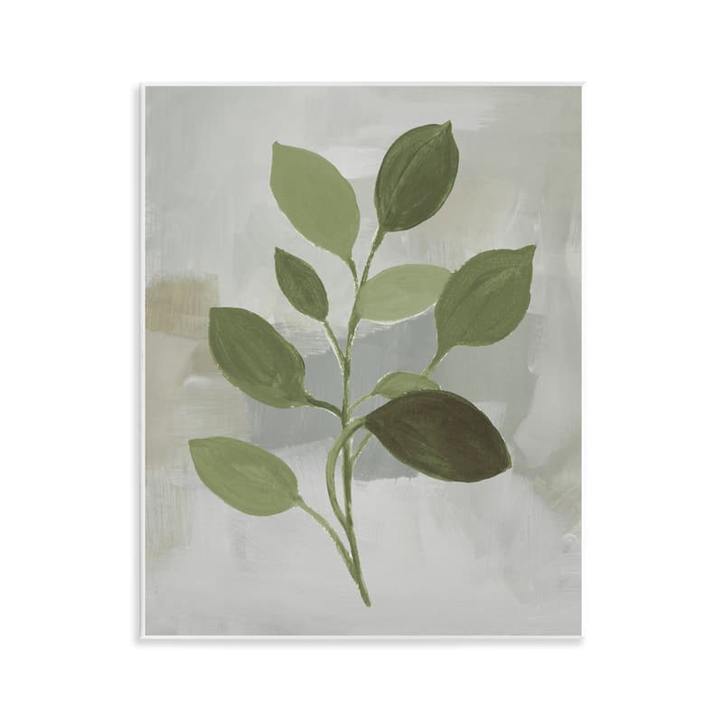Stupell Leaf Sprigs over Grey Wall Plaque Art Design By Lanie Loreth - 11 x 14