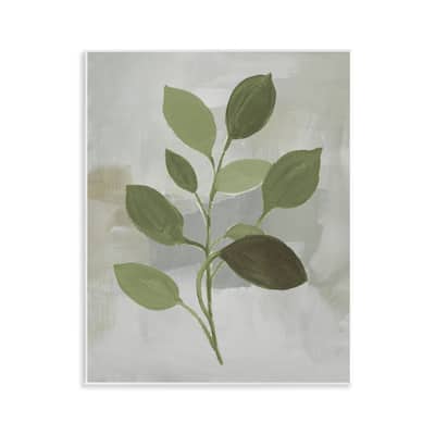 Stupell Leaf Sprigs over Grey Wall Plaque Art Design By Lanie Loreth